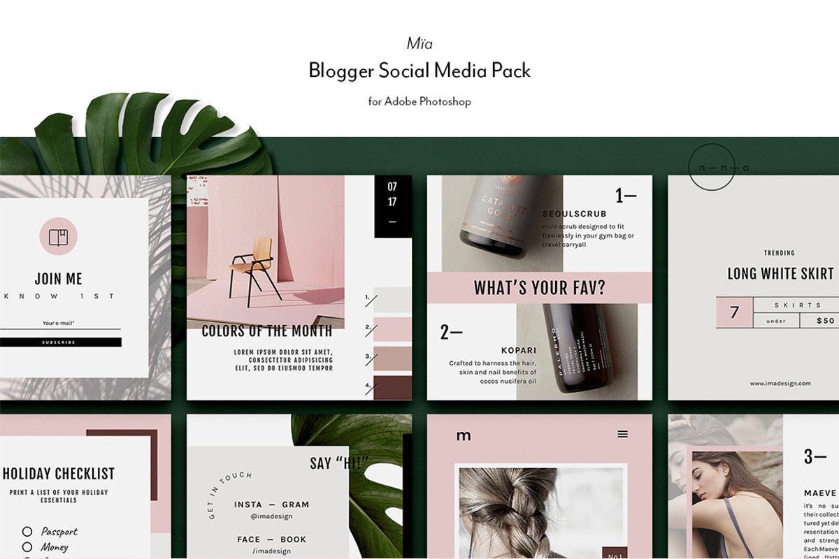 Lifestyle Social Media Kit • Mïa, a Social Media Template by Nonola (Photo 1 of 9)