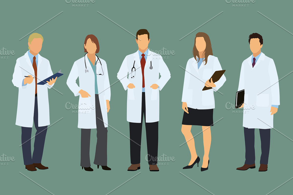 Caucasian Doctors in Lab Coat, a Healthcare Illustration by Ellegant Media