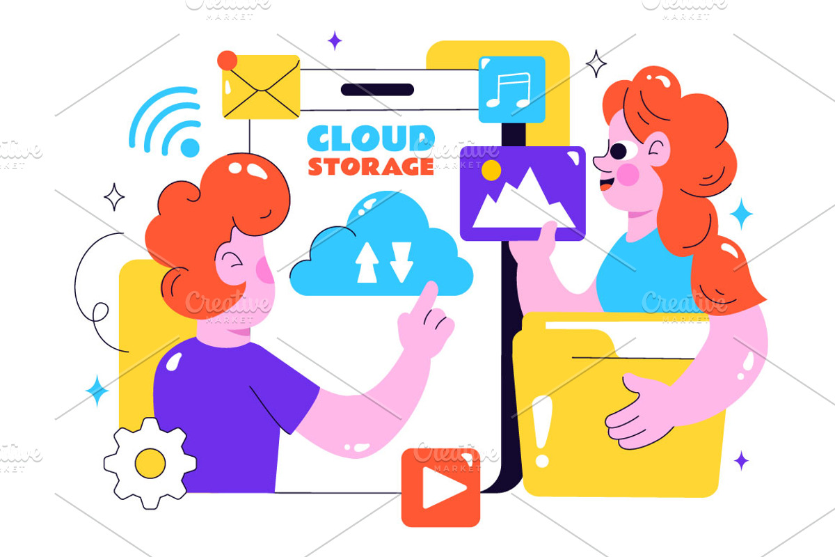 10 Cloud Storage Illustration, a Technology Illustration by denayunebgt (Photo 4 of 4)