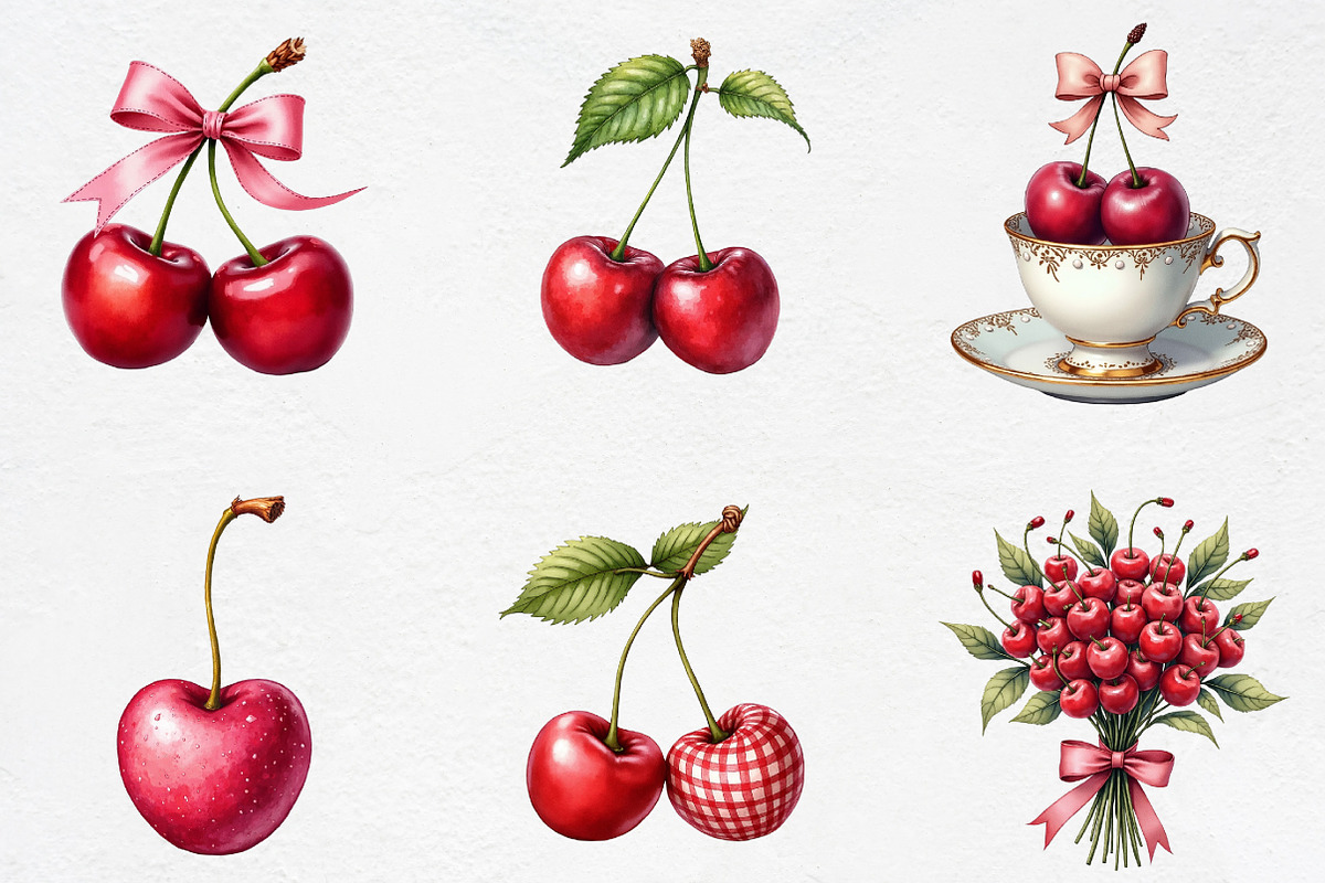 Coquette Cherry Sublimation Clipart, an Illustration by CrexoraLab (Photo 2 of 5)