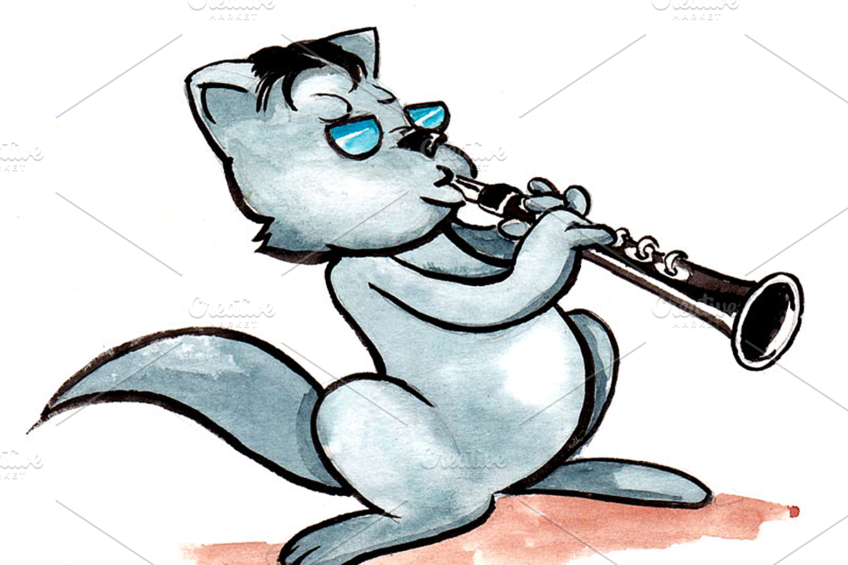 Clarinet Cat, an Illustration by DearthCo