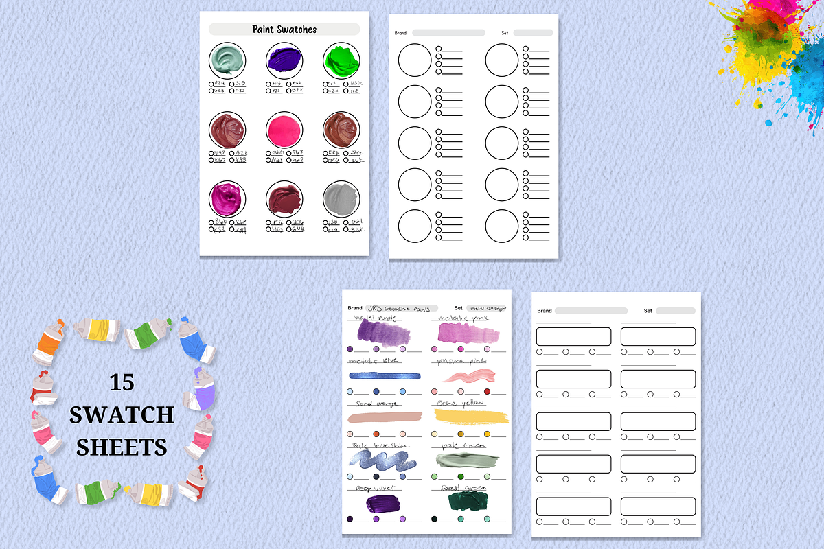 Printable Paint Swatch Sheets Bundle, a Stationery Template by Wicked Creative (Photo 11 of 11)