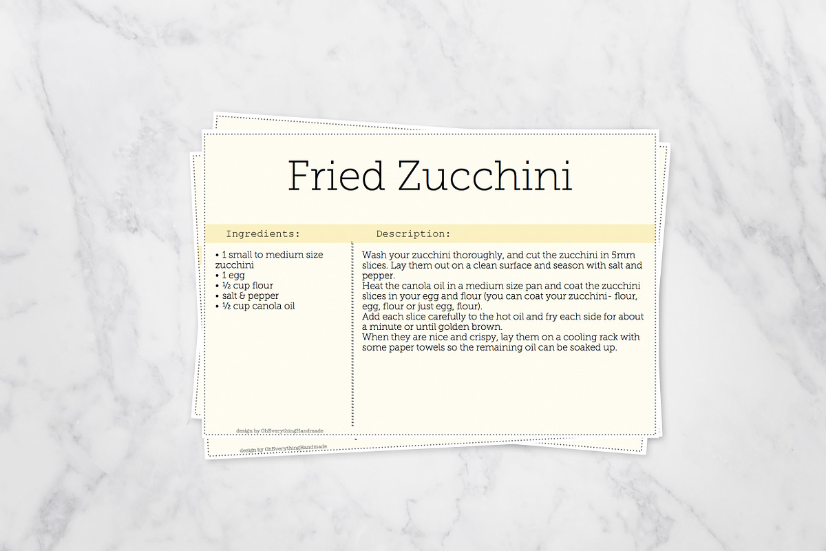 Yellow Editable Recipe Card 4x6 card, a Card Template by OhEverythingHandmade (Photo 1 of 3)