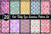 Cute Teddy Love Seamless Pattern Set, a Background Photo by RobertsArt (Thumbnail 1 of 4)