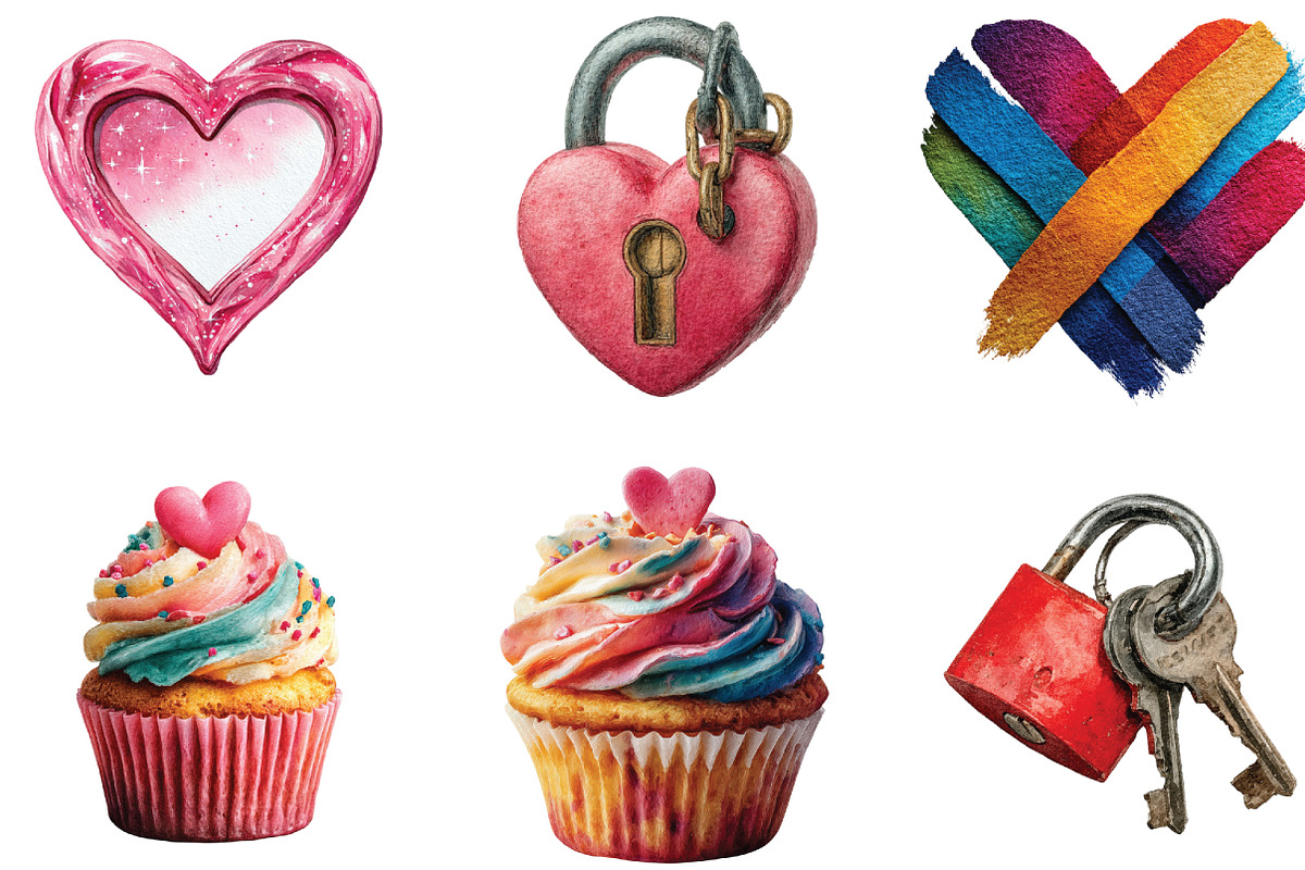 Brushstroke Valentine Clipart, an Illustration by CraftArtStudio (Photo 3 of 6)