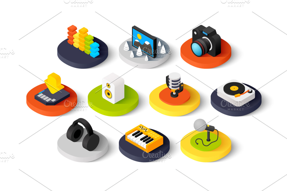 Isometric icons - Photo and Music, an Icon by sidmaydesign (Photo 3 of 3)