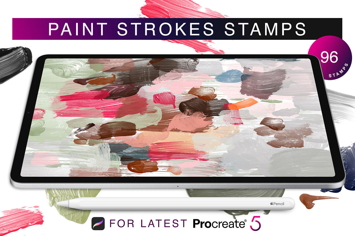 Procreate Paint Strokes Stamps, a Brush Add-On by RadekBroz (Photo 1 of 8)
