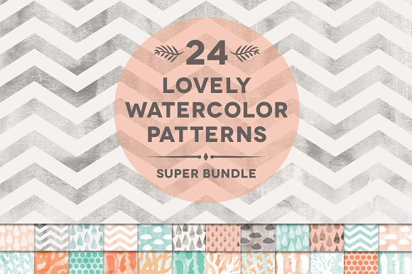 24 Watercolor Digital Pattern Bundle preview 6