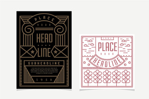 Flat line art layout design template