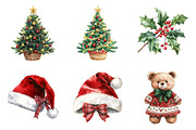 Watercolor Christmas Clipart Bundle, a Transportation Illustration by SinaCreation (Thumbnail 4 of 6)