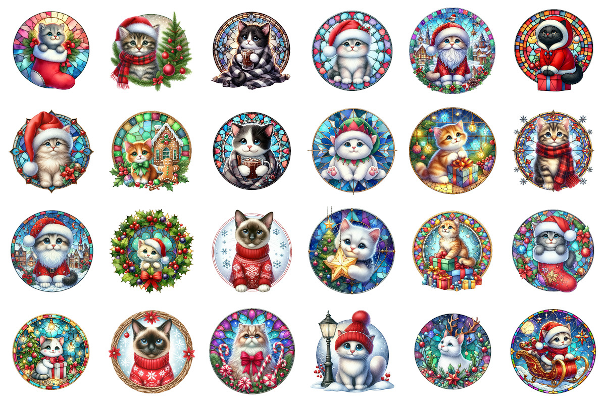 Christmas Cute Cat Ornament Bundle, an Illustration by SinaCreation (Photo 2 of 7)