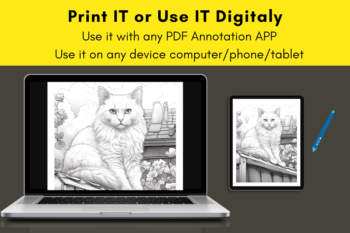 Cute Cat Coloring Pages for Adult, a Brochure Template by LA Design (Photo 7 of 10)