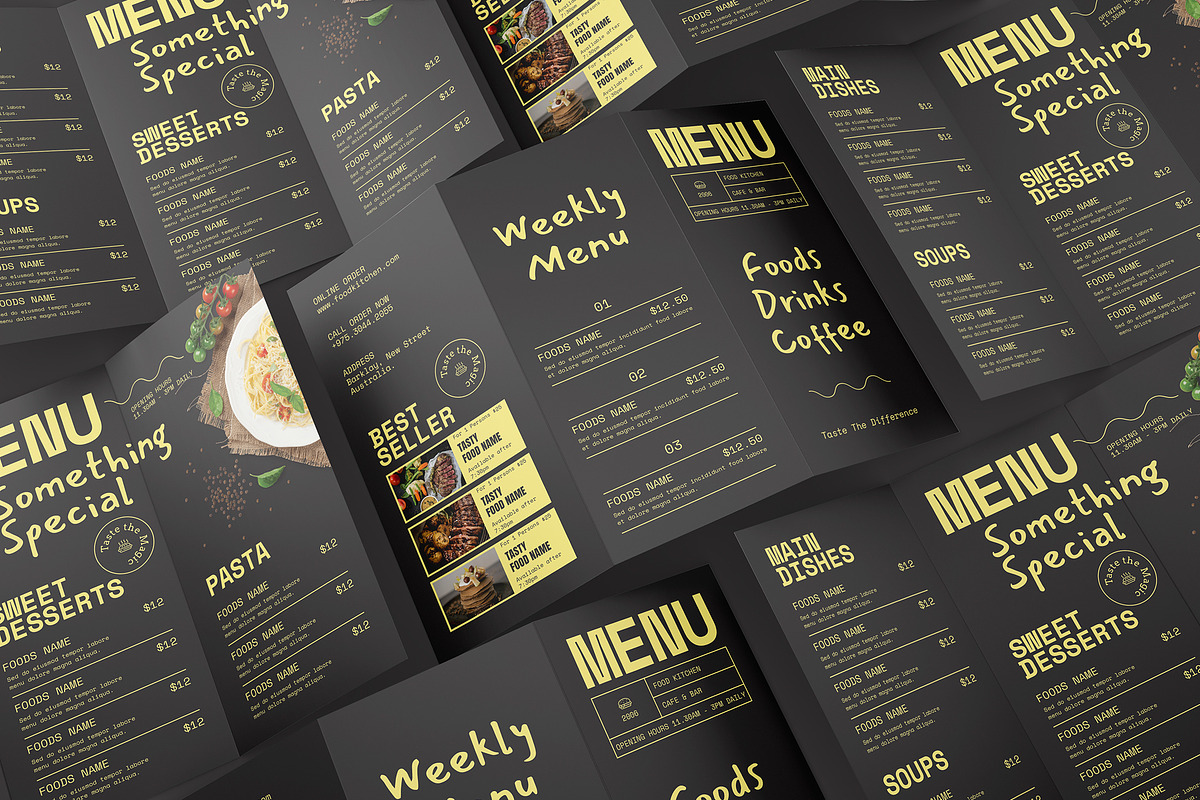 Black Trifold Menu, a Brochure Template by Designsoul14 (Photo 6 of 6)