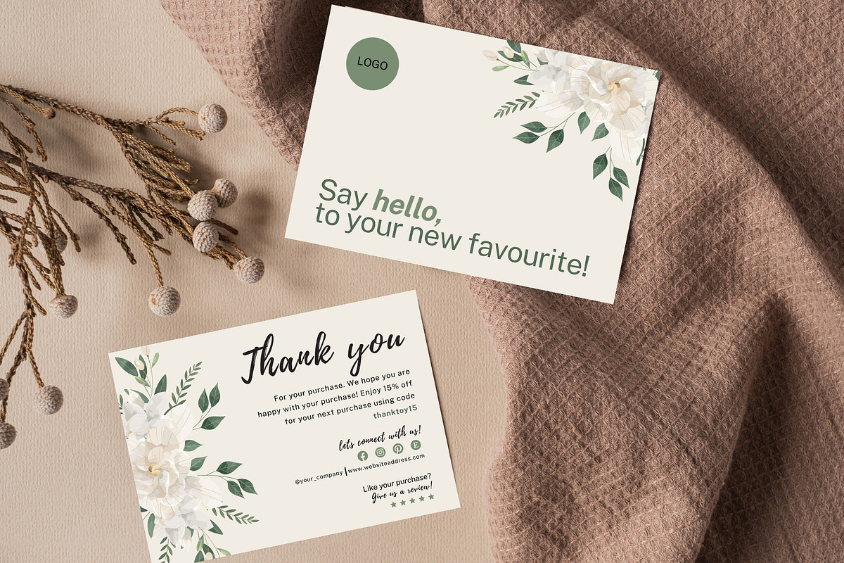Floral thank you card, a Card Template by Elegant_Studio44 (Photo 2 of 7)