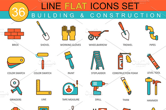 Construction Building Tools Icons.