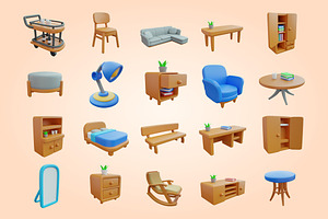 3D Furniture Element Icon Vol 3