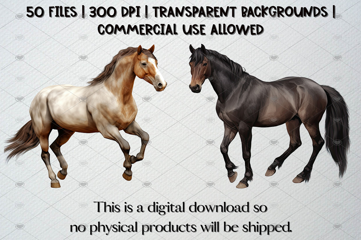 Watercolor Horse Clipart Set, 50 PNG, an Animal Illustration by CropUp Creative (Photo 5 of 5)