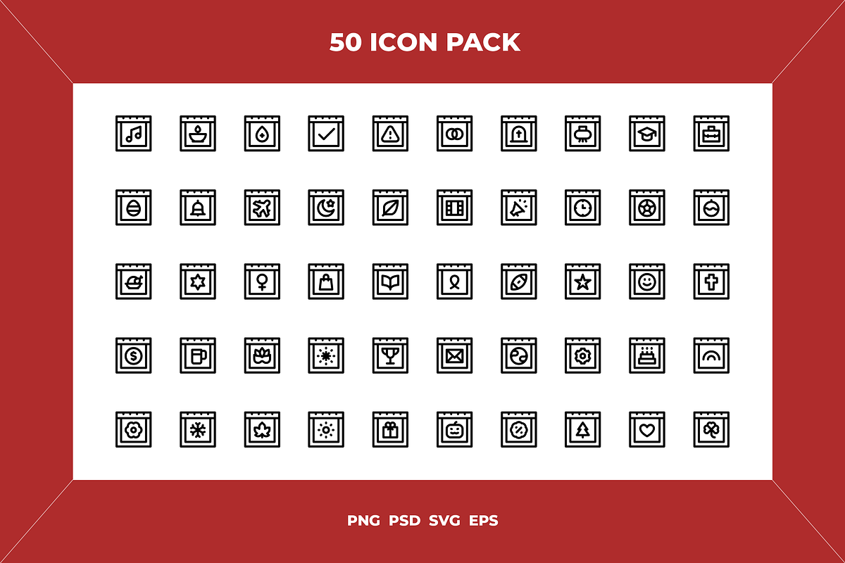 Calendar icons, an Outline Icon by Wencory (Photo 1 of 2)