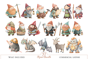 Watercolor Fantasy Dwarf Clipart Set, an Illustration by MockupWizard (Thumbnail 3 of 6)