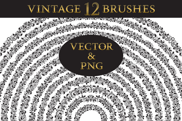 12 vintage floral brushes preview 4
