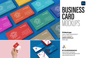 Business Card Mockups - 10 Views, an Advertising Mockup by Illusiongraphic