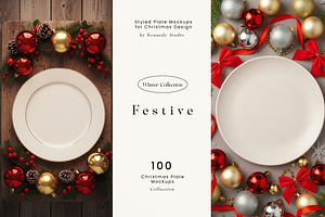Christmas Plate Mockup 100 JPG, a Cups & Container Mockup by KennedyStudio