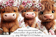 Highland Cow Easter Floral Clipart, an Illustration by Designking (Thumbnail 1 of 5)