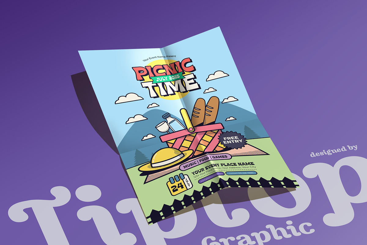 Retro Picnic Time Flyer Template, a Flyer Template by Tiptop Graphic (Photo 5 of 5)