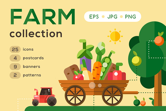 Farm Agriculture Elements Set