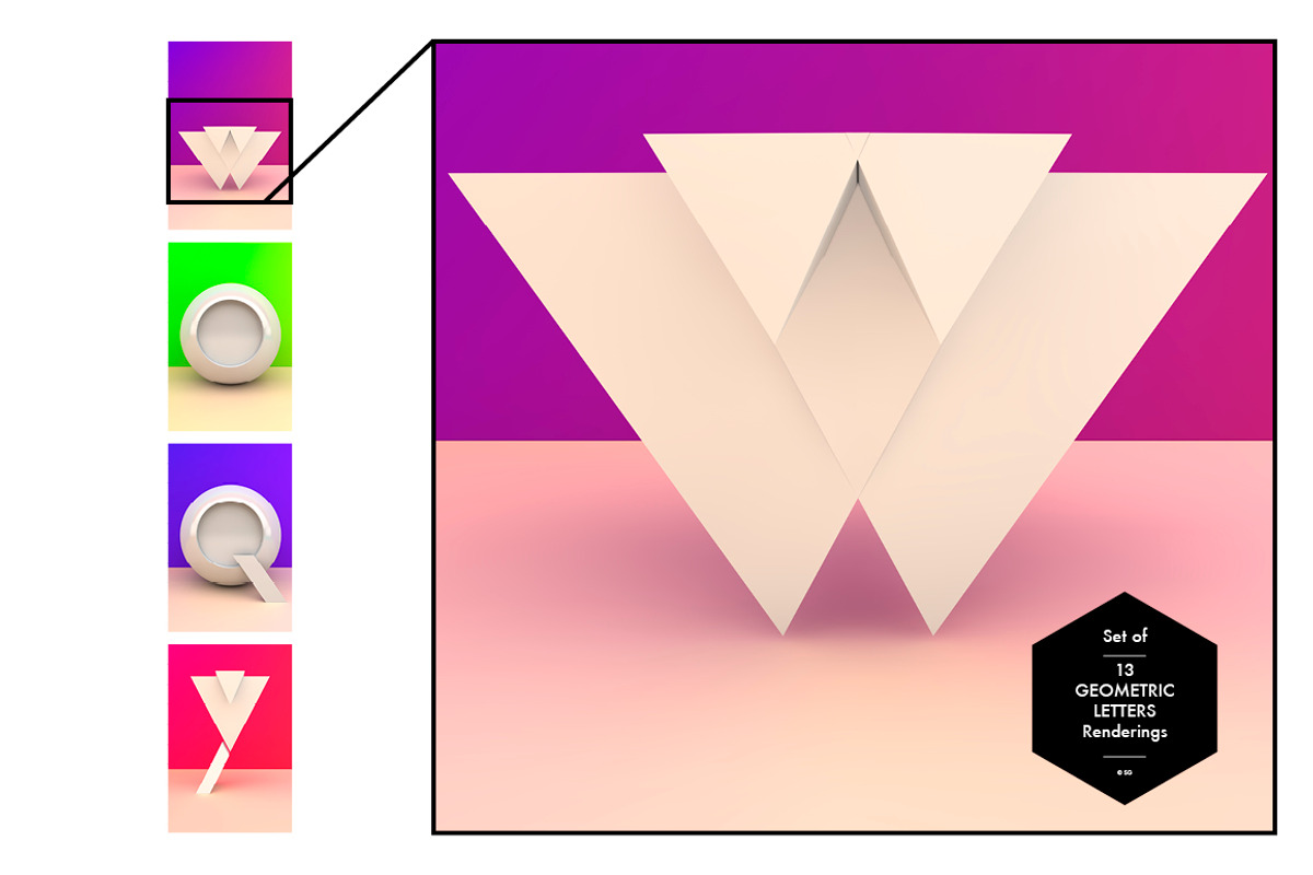 Set of 13 Geometric Letters N-Z, a Background Graphic by helloSG (Photo 2 of 2)