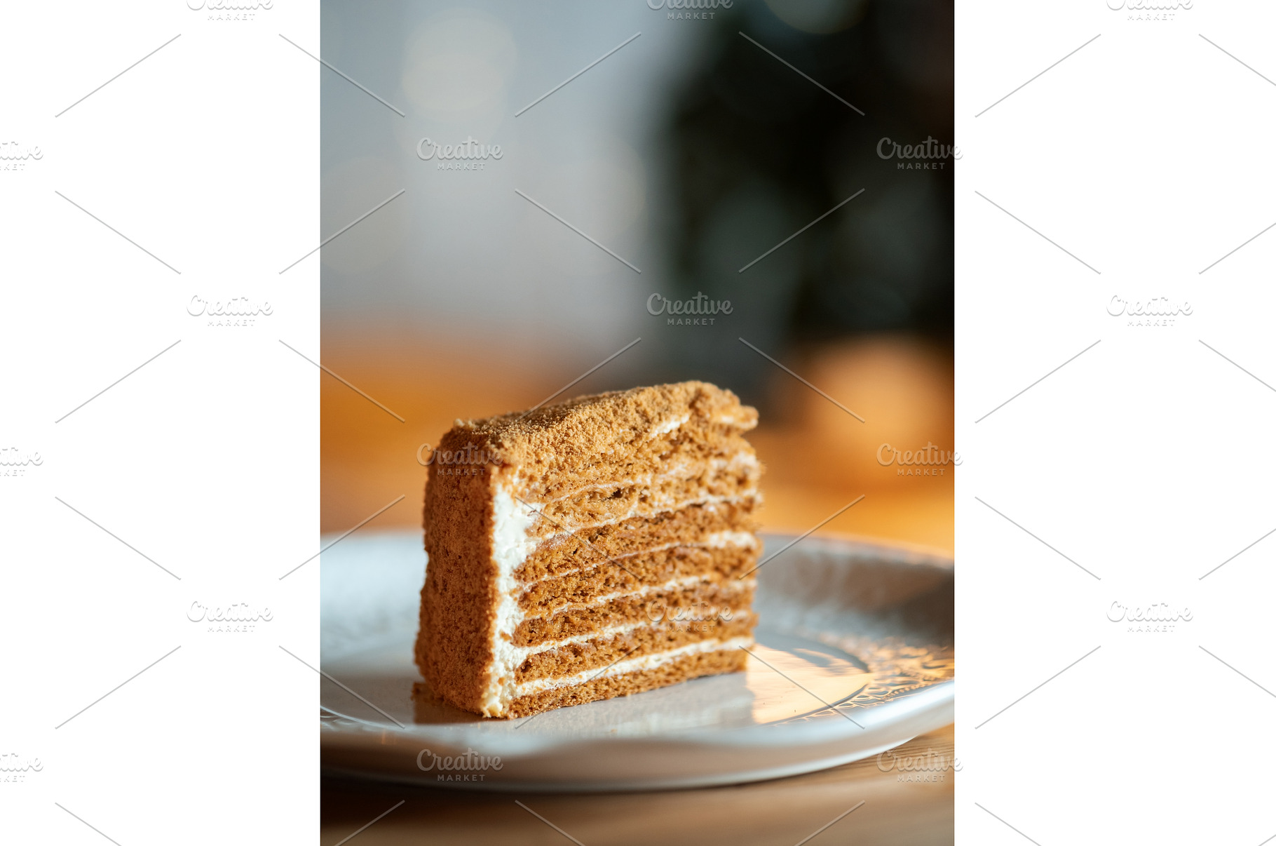 Slice of layered honey cake, a Food & Drink Photo by Fascinadora