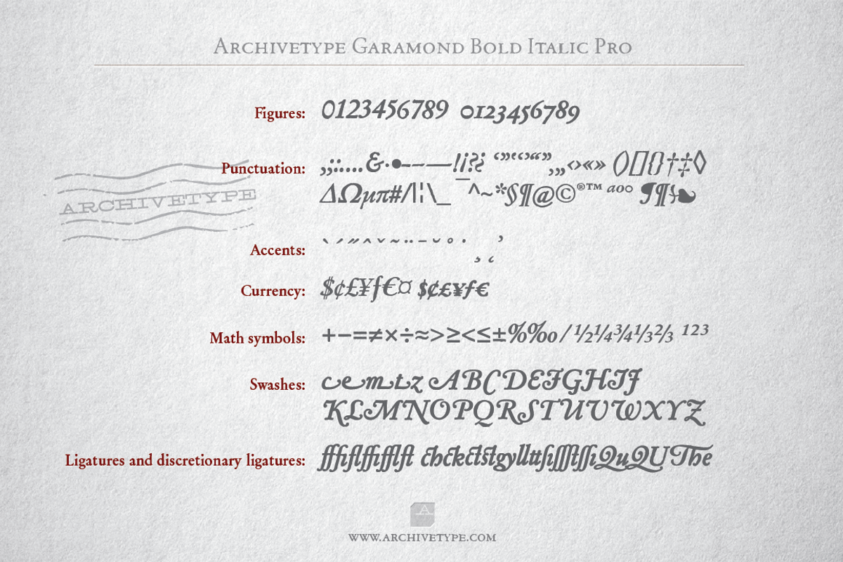 Archive Garamond Bold Italic Pro preview 6