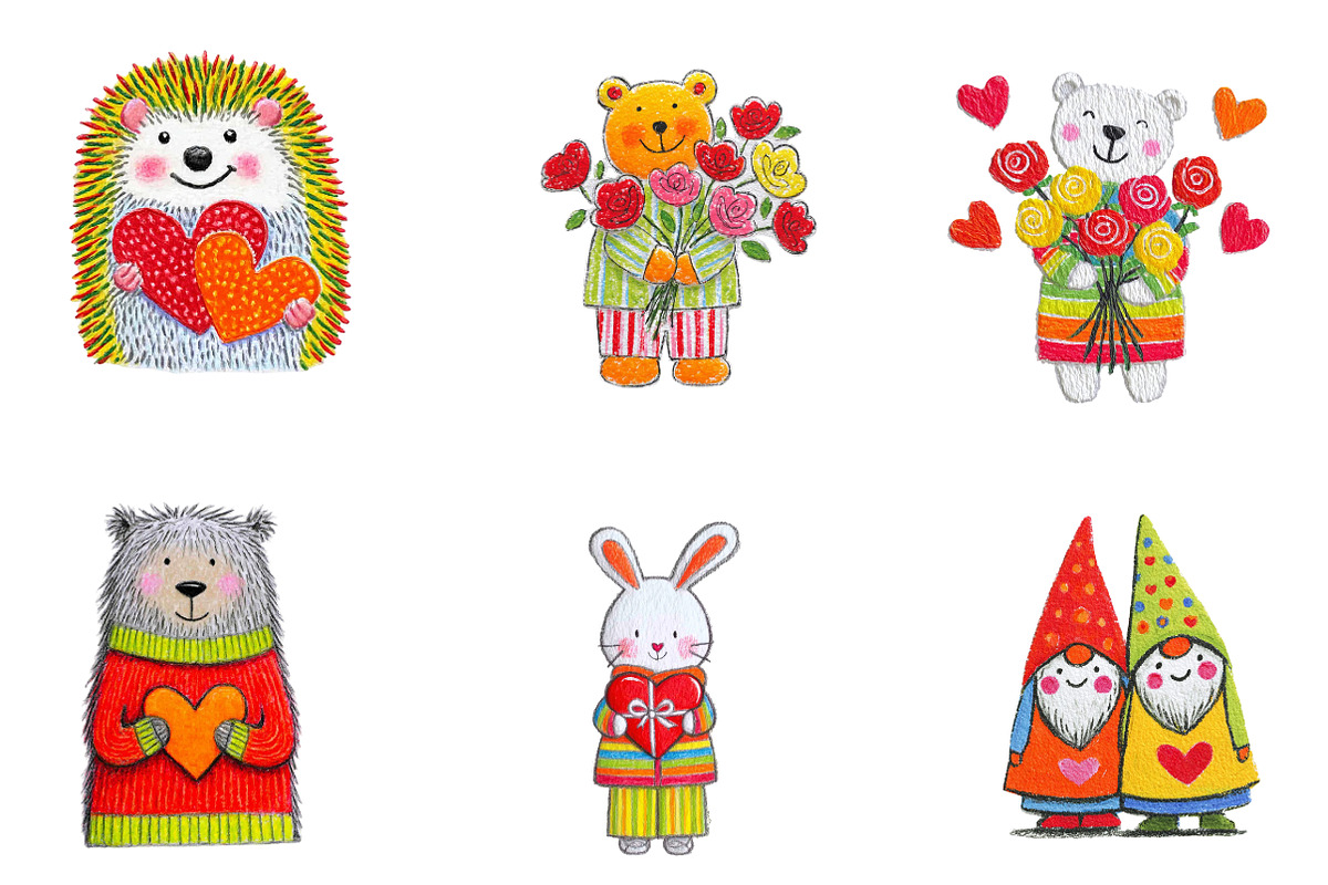Vintage Cute Valentine's Day Clipart, an Illustration by CreationArt (Photo 5 of 7)