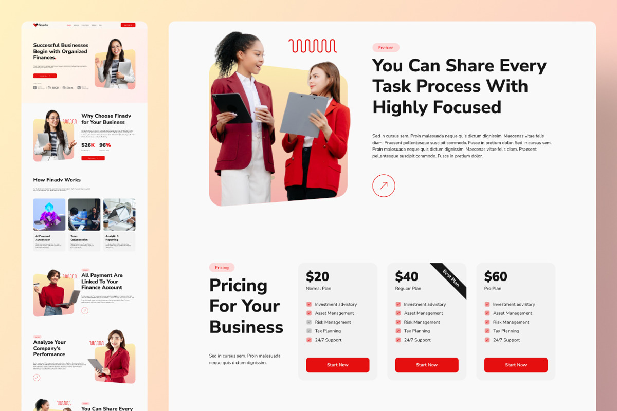 Organized Finance Web Landing Page, a Landing Page Template by UICreative (Photo 2 of 4)