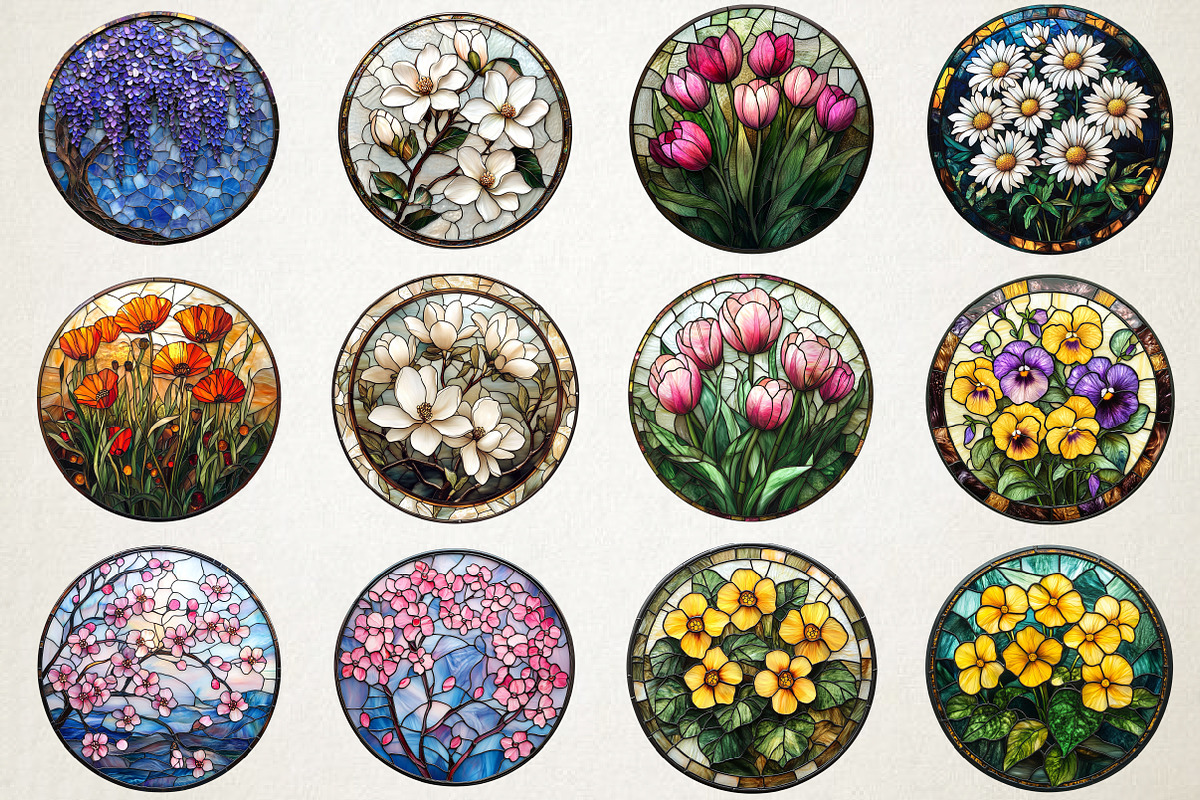 Spring Flower Stained Glass Bundle, an Illustration by RobertsArt (Photo 4 of 5)