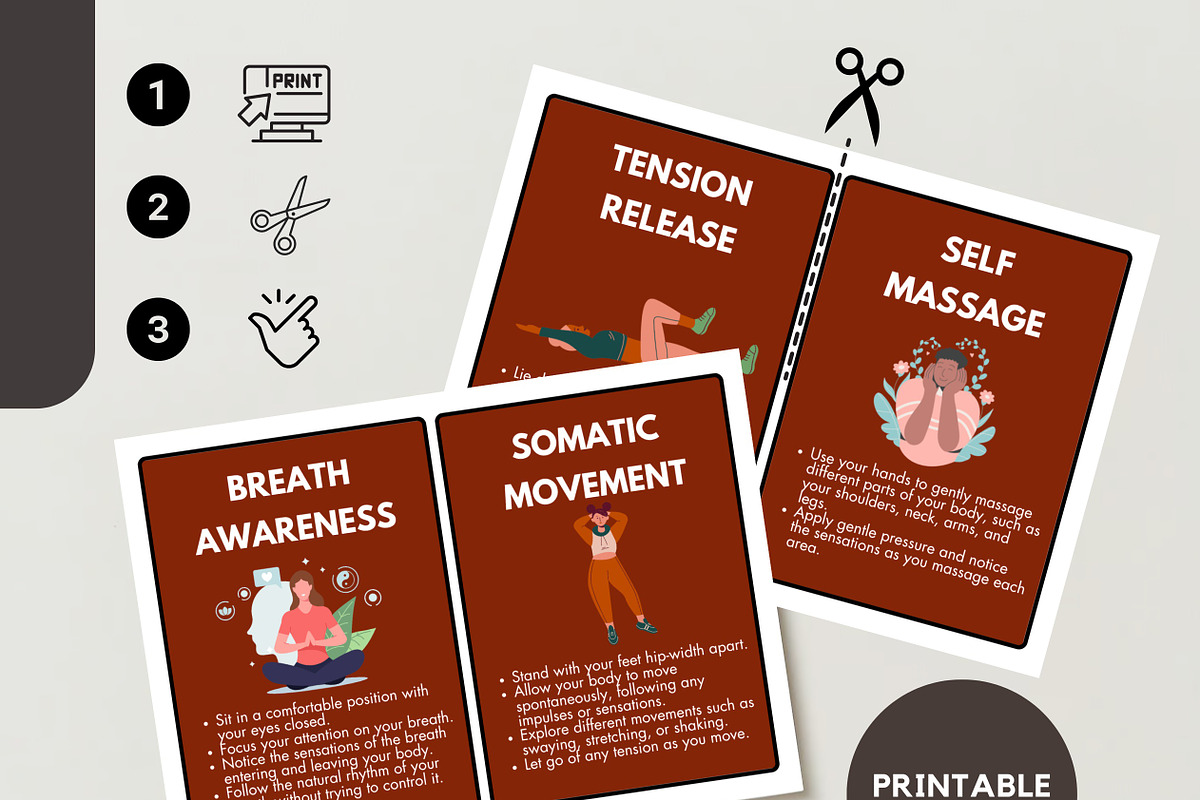 Somatic Exercises Printable Cards, a Templates & Theme by GolokaTherapy (Photo 6 of 7)