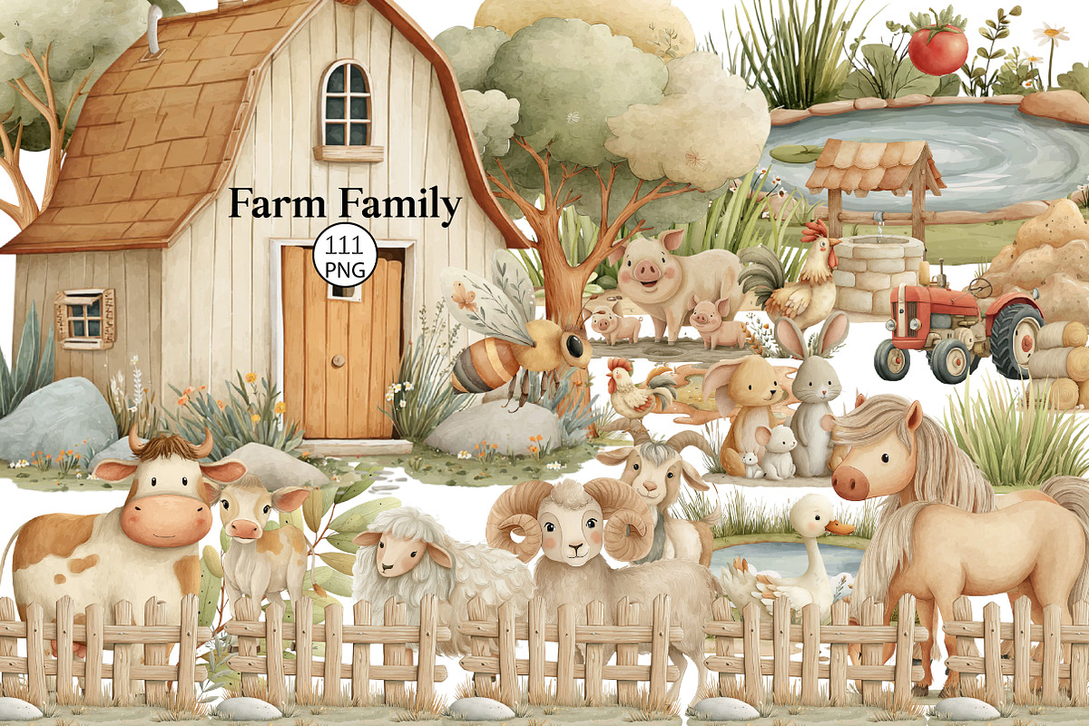 Family Farm animals baby collection, an Illustration by DreamCafeArt (Photo 1 of 8)