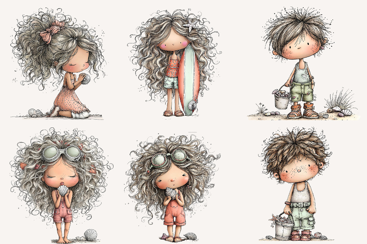 Whimsical summer beach kids Clipart, an Illustration by Designworld (Photo 4 of 4)