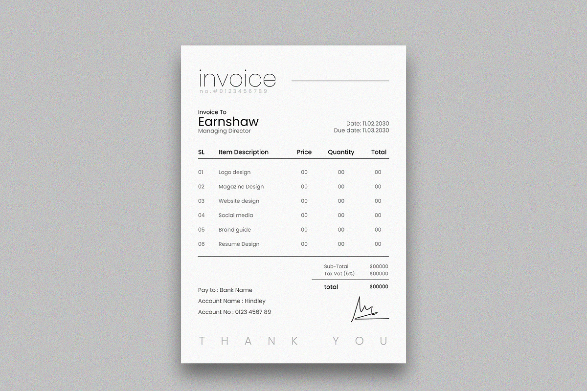 Invoice Design Template, a Stationery Template by ClickPaint_Studio (Photo 1 of 4)