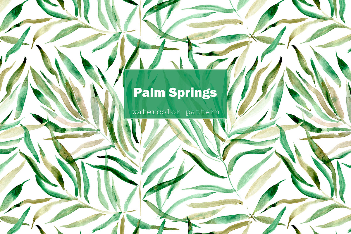 Palm leaves seamless pattern, a Pattern Graphic by Katerina Tova (Photo 1 of 13)