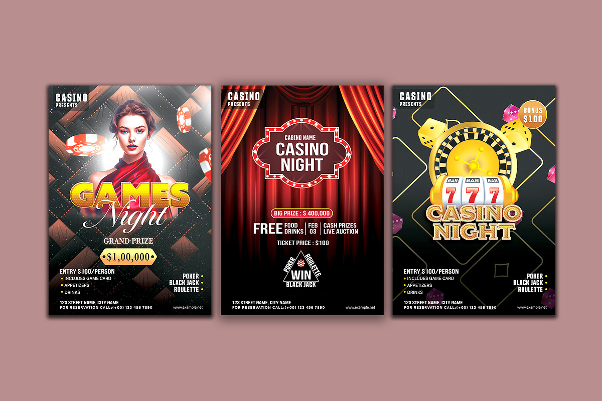30 Ready-to-Print Casino Flyers, a Marketing Template by Allies Interactive (Photo 5 of 5)
