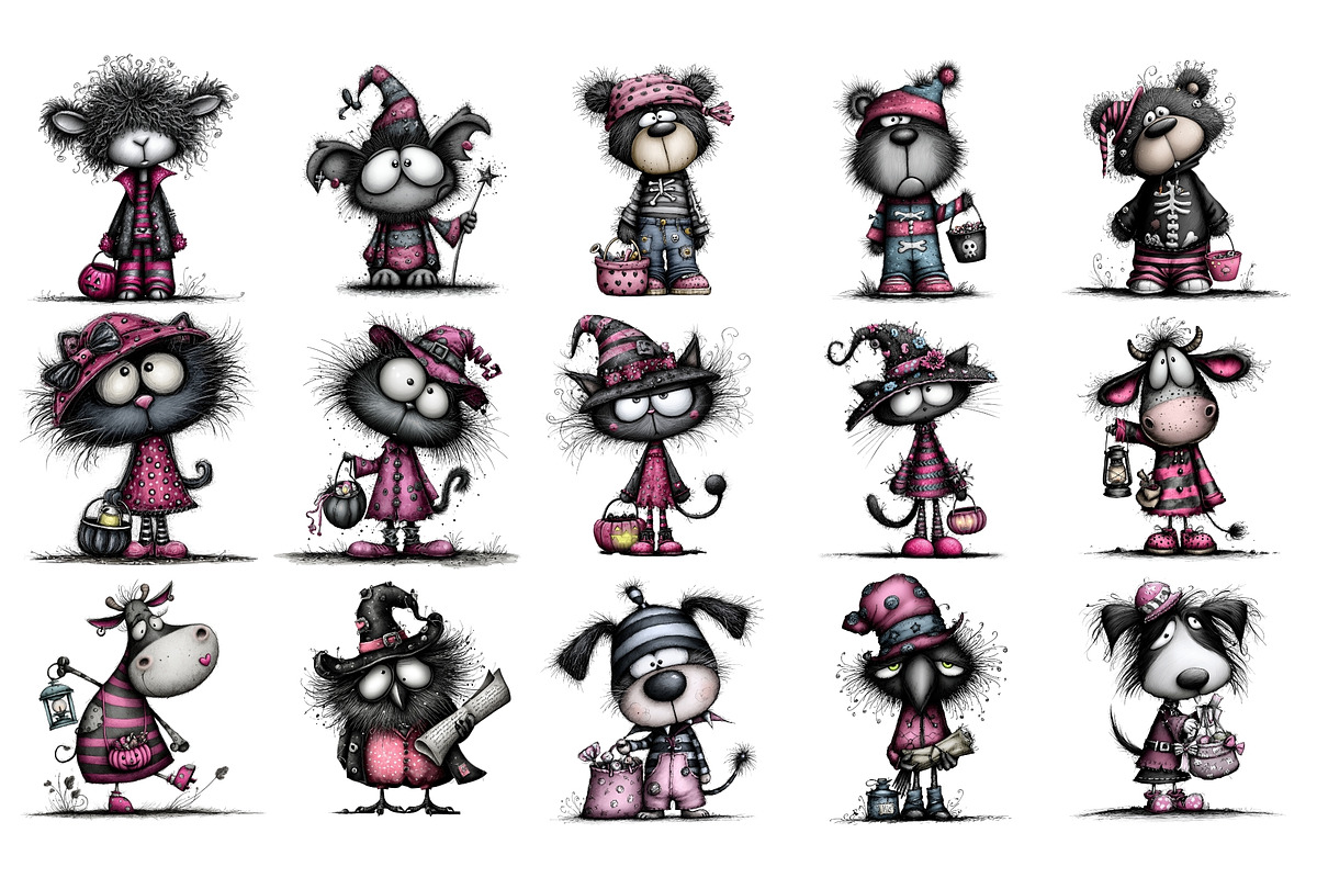 Quirky Halloween PNG Clipart Bundle, a Seasonal Illustration by Nicolle's Colorful Art (Photo 2 of 5)