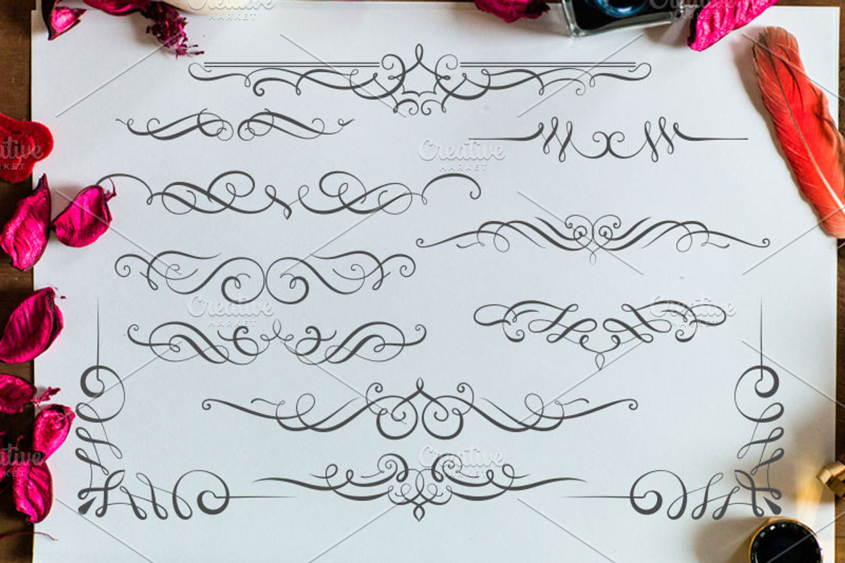 Set of **50** flourishes, a Decorative Illustration by ARSCOR (Photo 4 of 8)