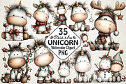 Christmas Unicorn Clipart, an Illustration by RobertsArt (Thumbnail 1 of 7)