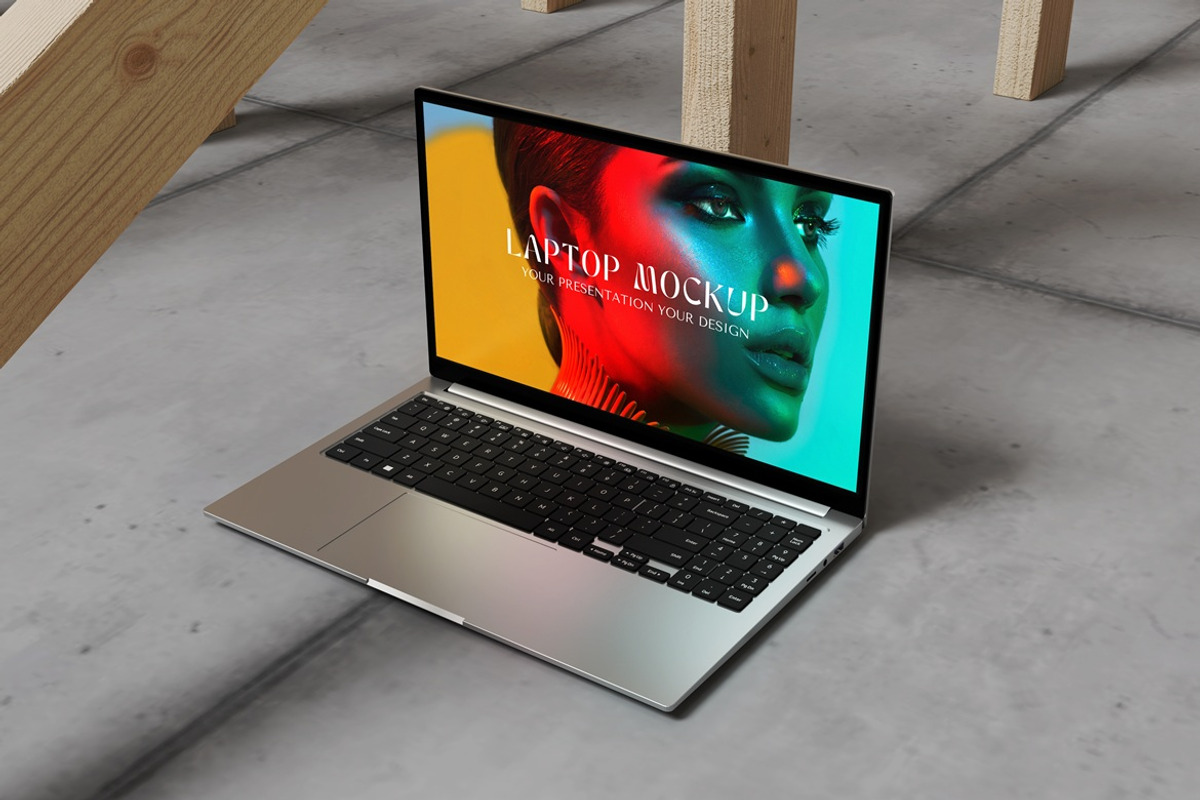 Realistic Laptop Mockup, a Mac Mockup by Graphic Deal (Photo 3 of 6)