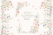 Pink Wildflowers Butterflies Clipart, a Seasonal Illustration by Sunflower Day Love (Thumbnail 1 of 4)