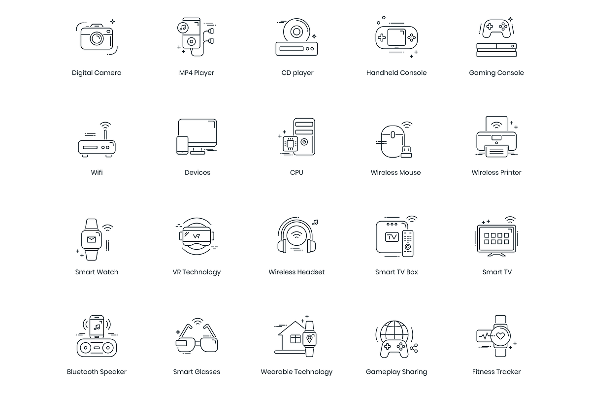 88 Smart Technology Line Icons, an Outline Icon by Flat Icons (Photo 4 of 6)