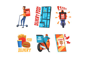 Delivery Service of Takeaway Food, a Person Illustration by TopVectors