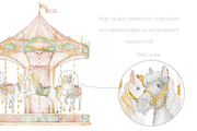 Amusement Park Watercolor Clipart, an Illustration by Alisles (Thumbnail 10 of 11)