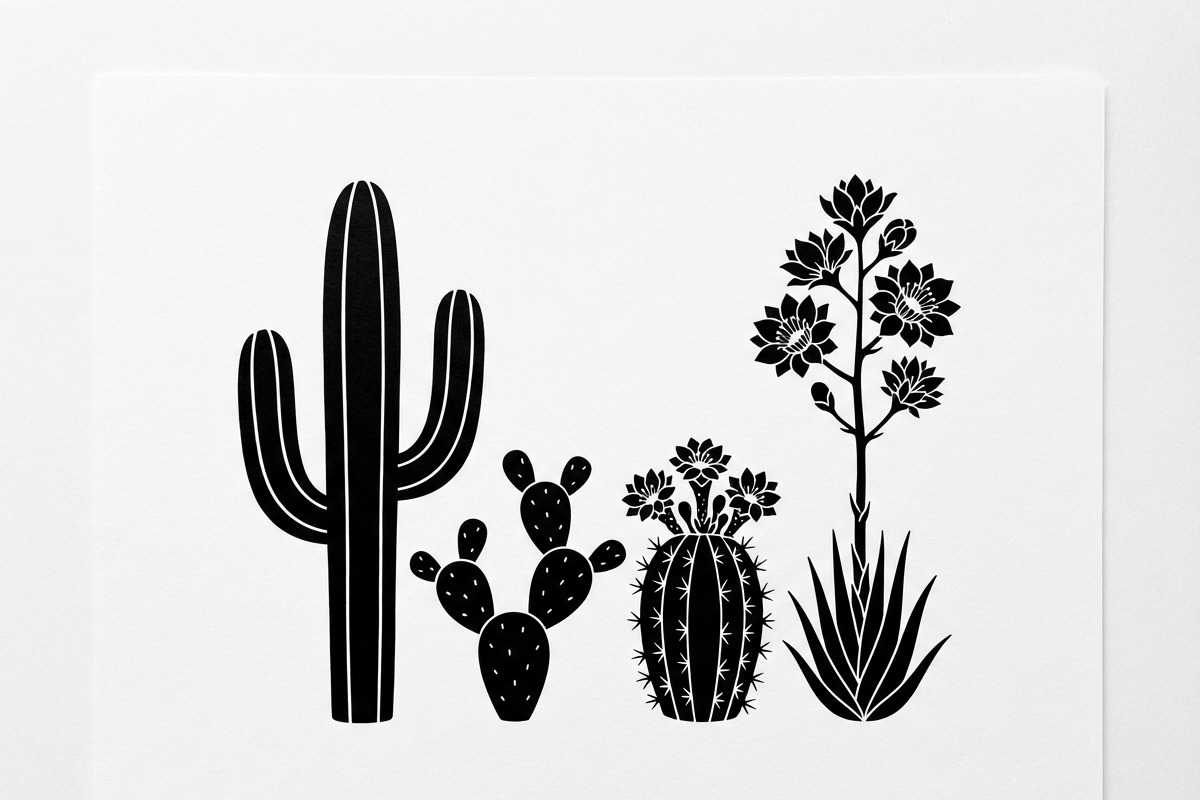 60 Desert Cactus Floral Silhouette, a Seasonal Illustration by Amazin_art (Photo 11 of 21)